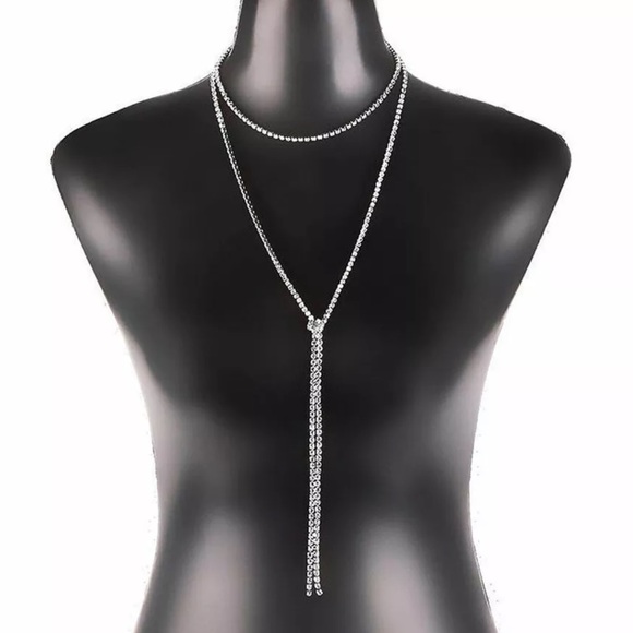 BLING wrap diamond cz sparkly chain necklace - Picture 2 of 8